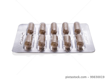 Andrographis paniculata capsule isolated on white background Andrographis paniculata capsule isolated on white background 99830019