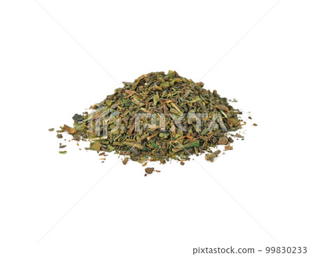 green tea leaves isolated on white background 99830233