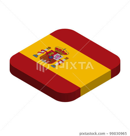 Spain flag - 3D isometric square flag with rounded corners. Spain flag - 3D isometric square flag with rounded corners. 99830965