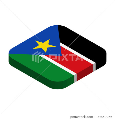 South Sudan flag - 3D isometric square flag with rounded corners. South Sudan flag - 3D isometric square flag with rounded corners. 99830966