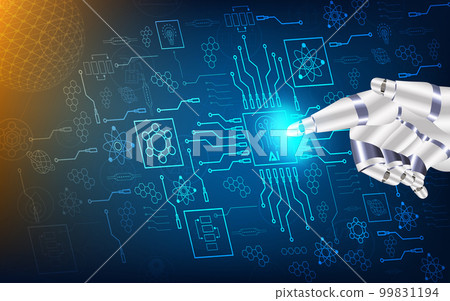 AI Learning and Artificial Intelligence background concept. Assistant Robot, Machine learning, Digital Brain future technology. Vector Illustration eps10 99831194