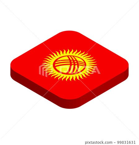 Kyrgyzstan flag - 3D isometric square flag with rounded corners. Kyrgyzstan flag - 3D isometric square flag with rounded corners. 99831631