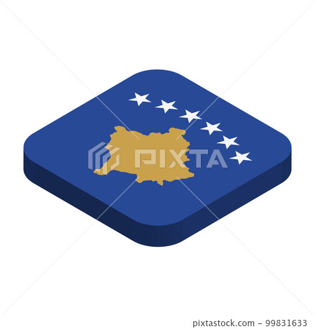 Kosovo flag - 3D isometric square flag with rounded corners. Kosovo flag - 3D isometric square flag with rounded corners. 99831633