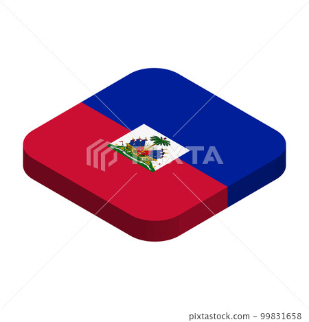 Haiti flag - 3D isometric square flag with rounded corners. Haiti flag - 3D isometric square flag with rounded corners. 99831658