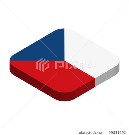 Czech Republic flag - 3D isometric square flag with rounded corners. 99831692