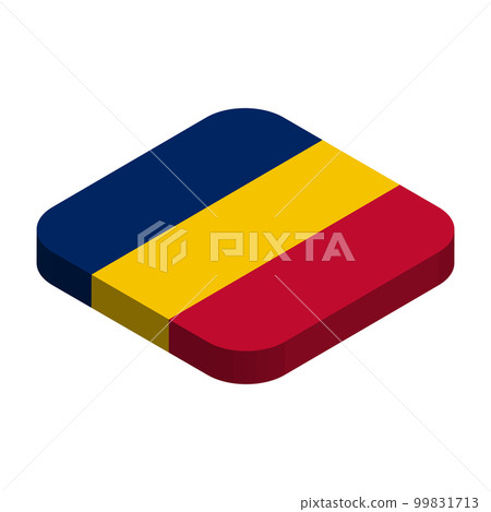 Chad flag - 3D isometric square flag with rounded corners. 99831713