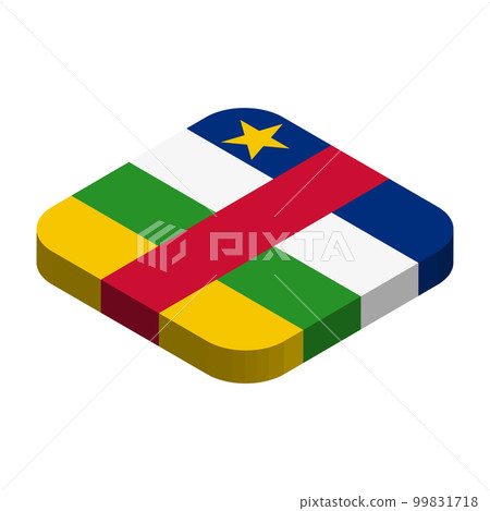 Central African Republic flag - 3D isometric square flag with rounded corners. 99831718