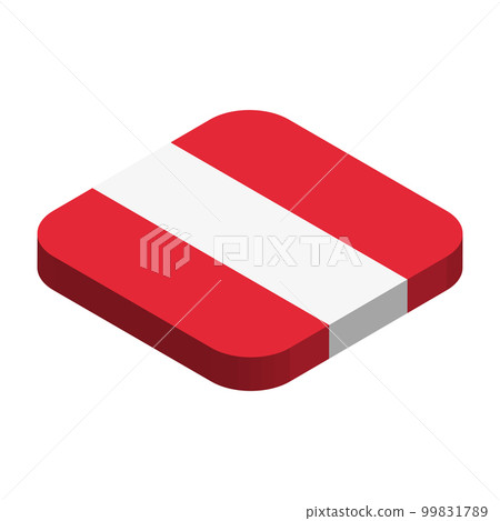 Austria flag - 3D isometric square flag with rounded corners. 99831789