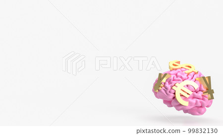 The pink  Brain and gold money symbol for business concept 3d rendering 99832130
