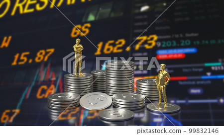 The business man and coins for earn or finance concept 3d rendering The business man and coins for earn or finance concept 3d rendering 99832146