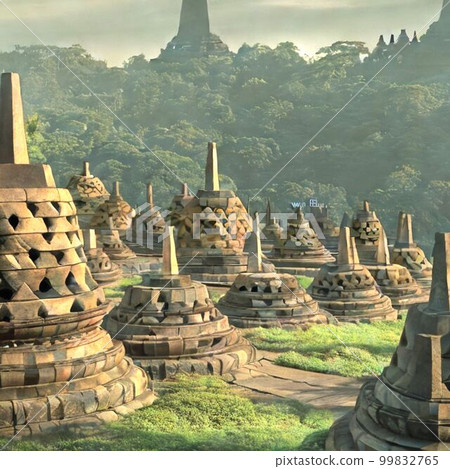 Many Borobudur ruins Many Borobudur ruins 99832765