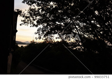 夕陽下的山剪影 99833751