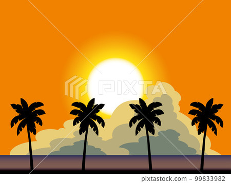 sea, sunset, clouds, palms 1 99833982