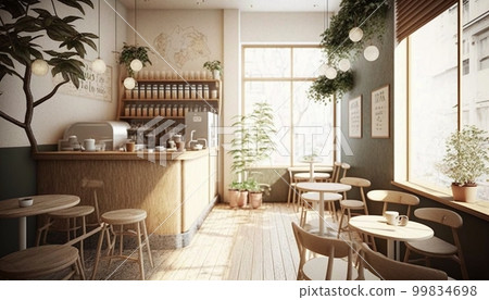 Stylish cafe interior background material 99834698