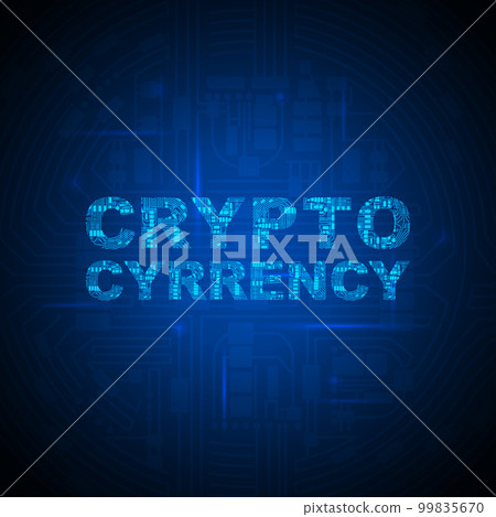 Electric circuit crypto blue background Electric circuit crypto blue background 99835670