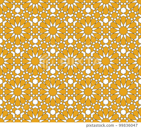 Seamless arabic geometric ornament in orange colors. 99836047