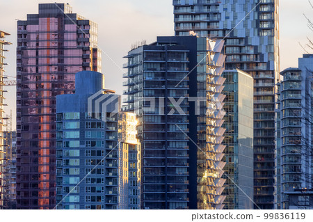 Highrise Residential and Commercial Buildings in Modern Downtown City. Vancouver 99836119