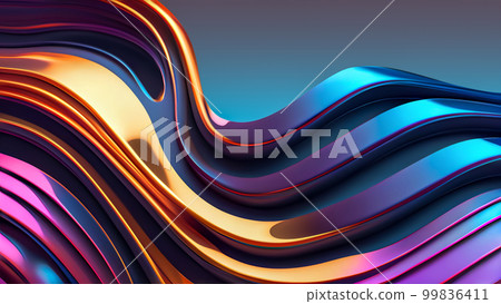3D Abstract Background with Bright Wave of Multicolored Liquid Chrome 3D Abstract Background with Bright Wave of Multicolored Liquid Chrome 99836411