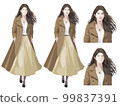 Full body illustration of a foreign woman with long hair in a spring clothes skirt wearing a coat 99837391
