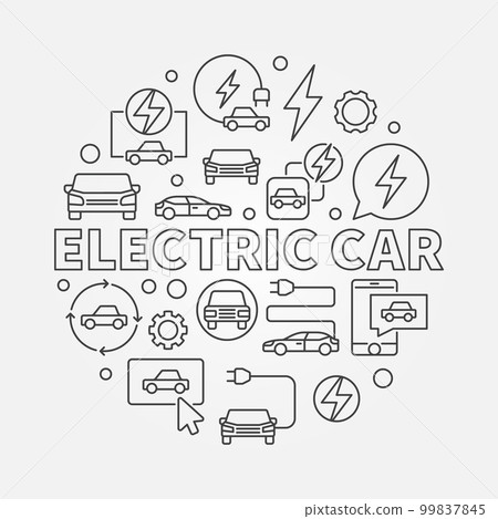 Electric Car round illustration. Vector EV concept symbol Electric Car round illustration. Vector EV concept symbol 99837845