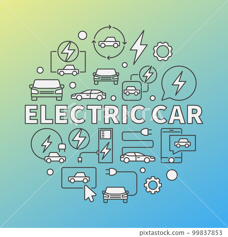 Electric Car modern vector round illustration 99837853