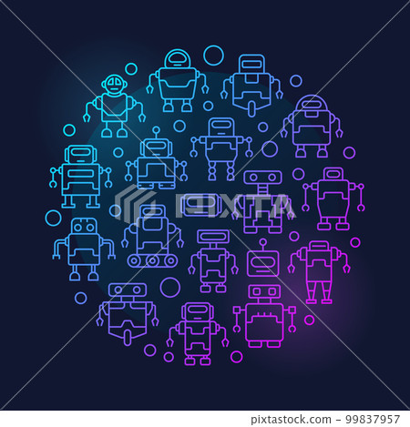 Robots round colorful vector illustration 99837957