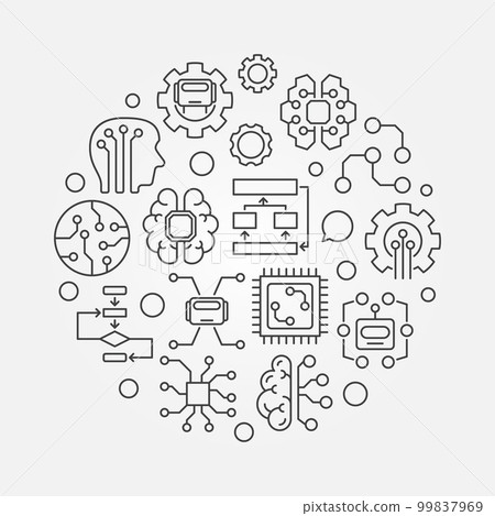 Artificial intelligence round vector concept illustration 99837969