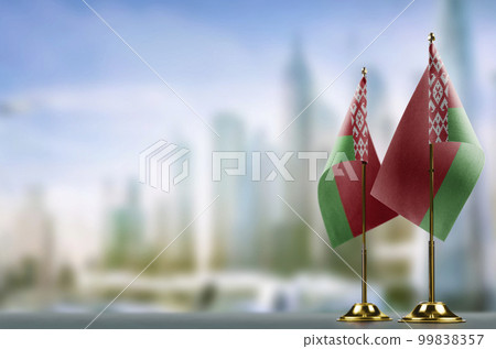 A small Belarus flag on an abstract blurry background A small Belarus flag on an abstract blurry background 99838357