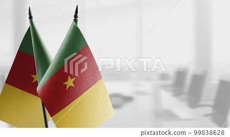 Small flags of the Cameroon on an abstract blurry background Small flags of the Cameroon on an abstract blurry background 99838628