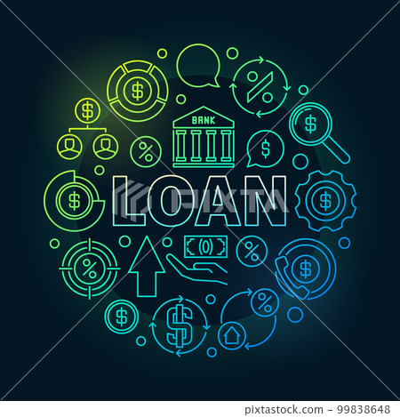 Loan round outline colorful illustration 99838648