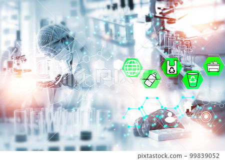 Double exposure microscope and Young woman scientific using equipment in the laboratory for research.Biotechnology,development,chemical,vaccine,COVID-19. Photo concept experimentation and research. Double exposure microscope and Young woman scientific using equipment in the laboratory for research.Biotechnology,development,chemical,vaccine,COVID-19. Photo concept experimentation and research. 99839052
