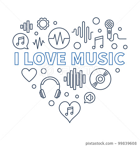 I Love Music Heart - concept outline illustration I Love Music Heart - concept outline illustration 99839608
