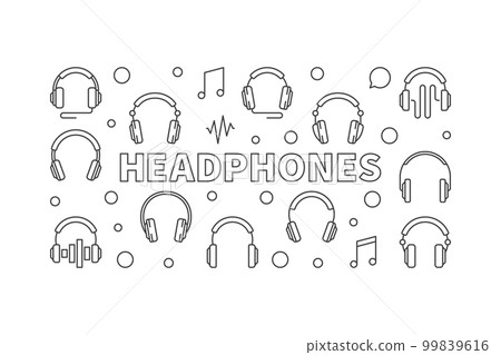 Headphones vector horizontal illustration or banner 99839616