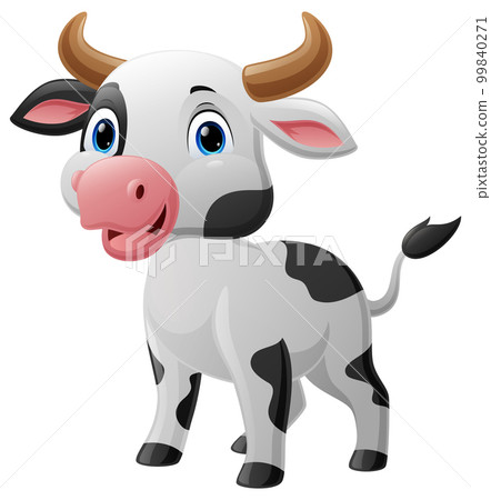 Cute baby cow cartoon on white background Cute baby cow cartoon on white background 99840271