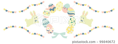 兔子和復活節彩蛋花環插畫素材1:3矢量無文字 兔子和復活節彩蛋花環插畫素材1:3矢量無文字 99840672