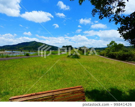 Blue sky, blue sea and park 99841426