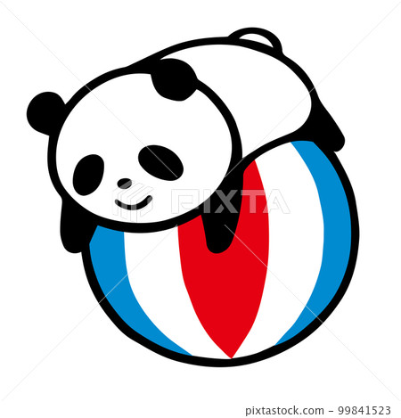 一隻可愛的簡單熊貓騎在球上玩耍 99841523