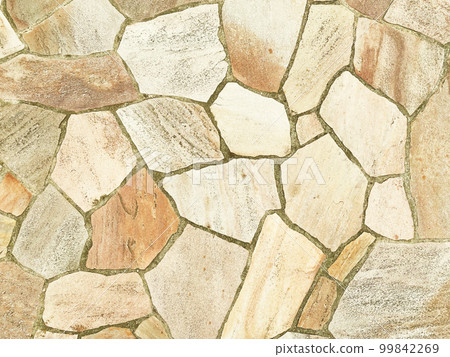 A background image of a bright light ocher surface of rough paving stones 99842269