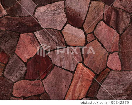 The background image of the surface of reddish-brown rough paving stones The background image of the surface of reddish-brown rough paving stones 99842279