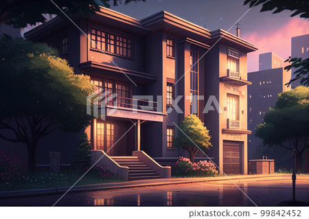 Exterior illustration of collective housing AI image Exterior illustration of collective housing AI image 99842452