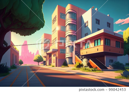 Exterior illustration of collective housing AI image Exterior illustration of collective housing AI image 99842453