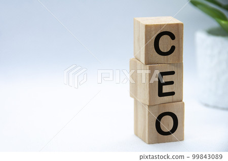 CEO text on wooden blocks with customizable space for text or ideas. CEO and copy space concept. 99843089