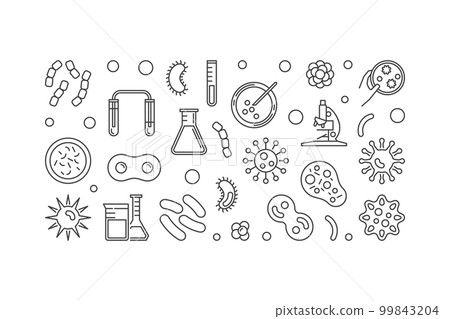 Virus linear illustration made with viruses concept icons 99843204