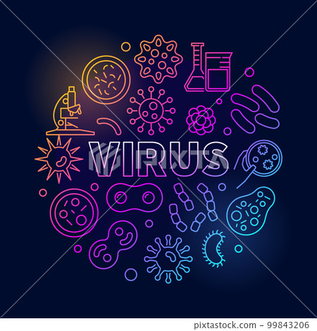 Virus round vector colorful illustration made with viruses icons 99843206