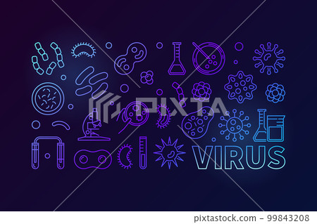 Vector virus blue illustration or banner in thin line style 99843208