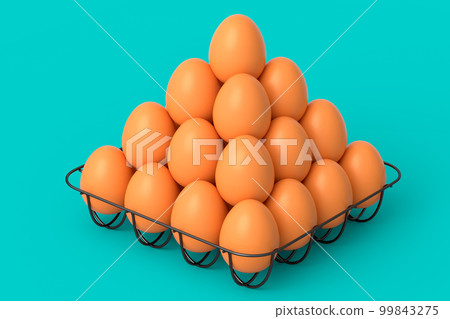 Farm raw organic brown eggs for morning breakfast in metal tray Farm raw organic brown eggs for morning breakfast in metal tray 99843275