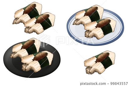 壽司鮑魚肝頂鮑魚 1 件套 2 盤壽司插圖材料透明背景/白色背景其他材料可用 99843557