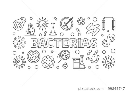 Bacterias horizontal illustration - vector virus and bacteria ba Bacterias horizontal illustration - vector virus and bacteria ba 99843747