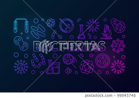 Bacterias horizontal colorful illustration or banner on dark bac Bacterias horizontal colorful illustration or banner on dark bac 99843748