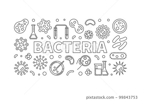 Bacteria horizontal thin line illustration. Vector concept banne Bacteria horizontal thin line illustration. Vector concept banne 99843753